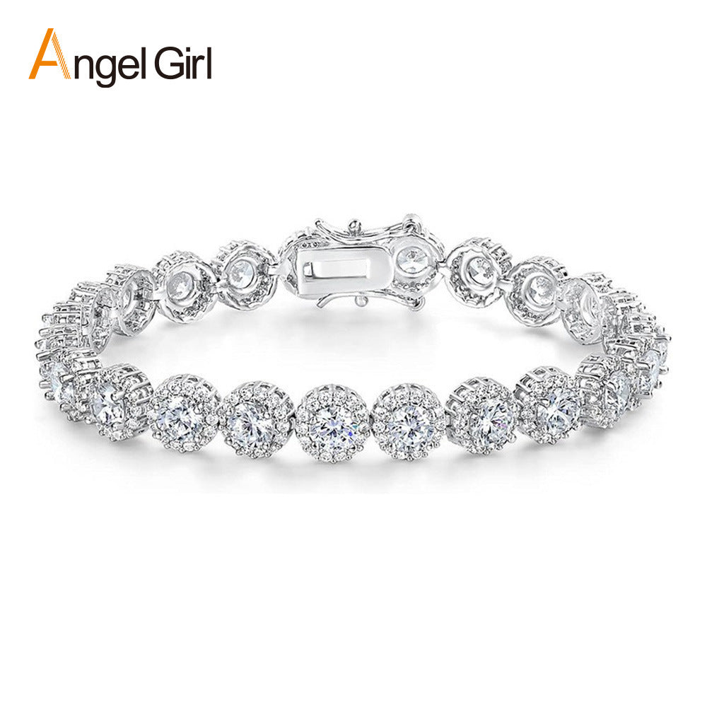 Round Cuban Zircon Tennis Bracelet for Men and Women