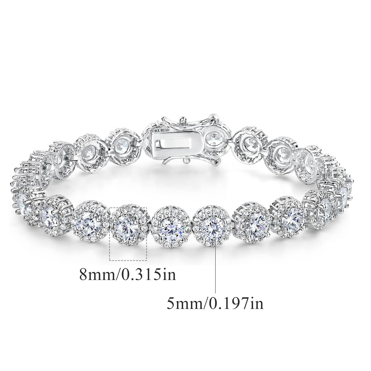 Round Cuban Zircon Tennis Bracelet for Men and Women