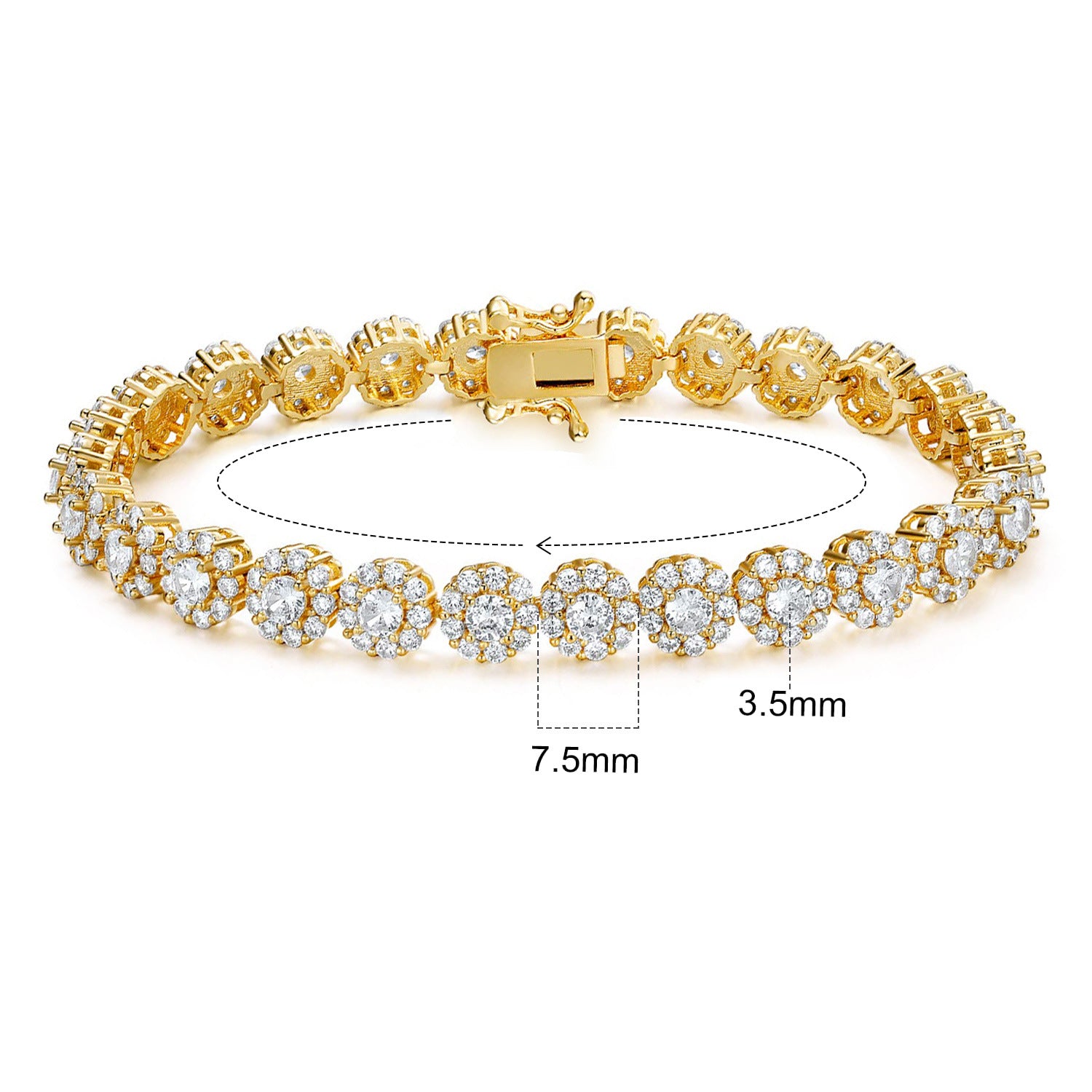 Round Cuban Zircon Tennis Bracelet for Men and Women