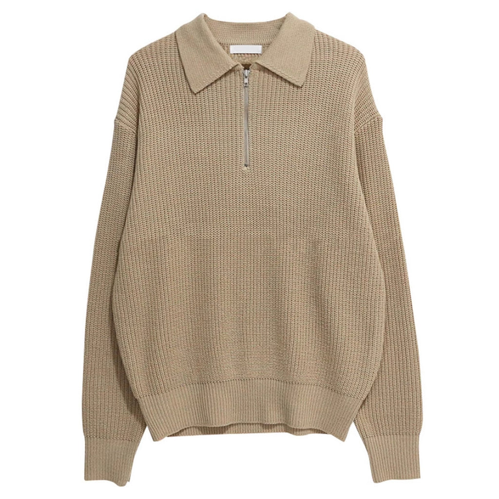 Half Zip Knit Sweater Men Retro Loose Fit Casual Pullover