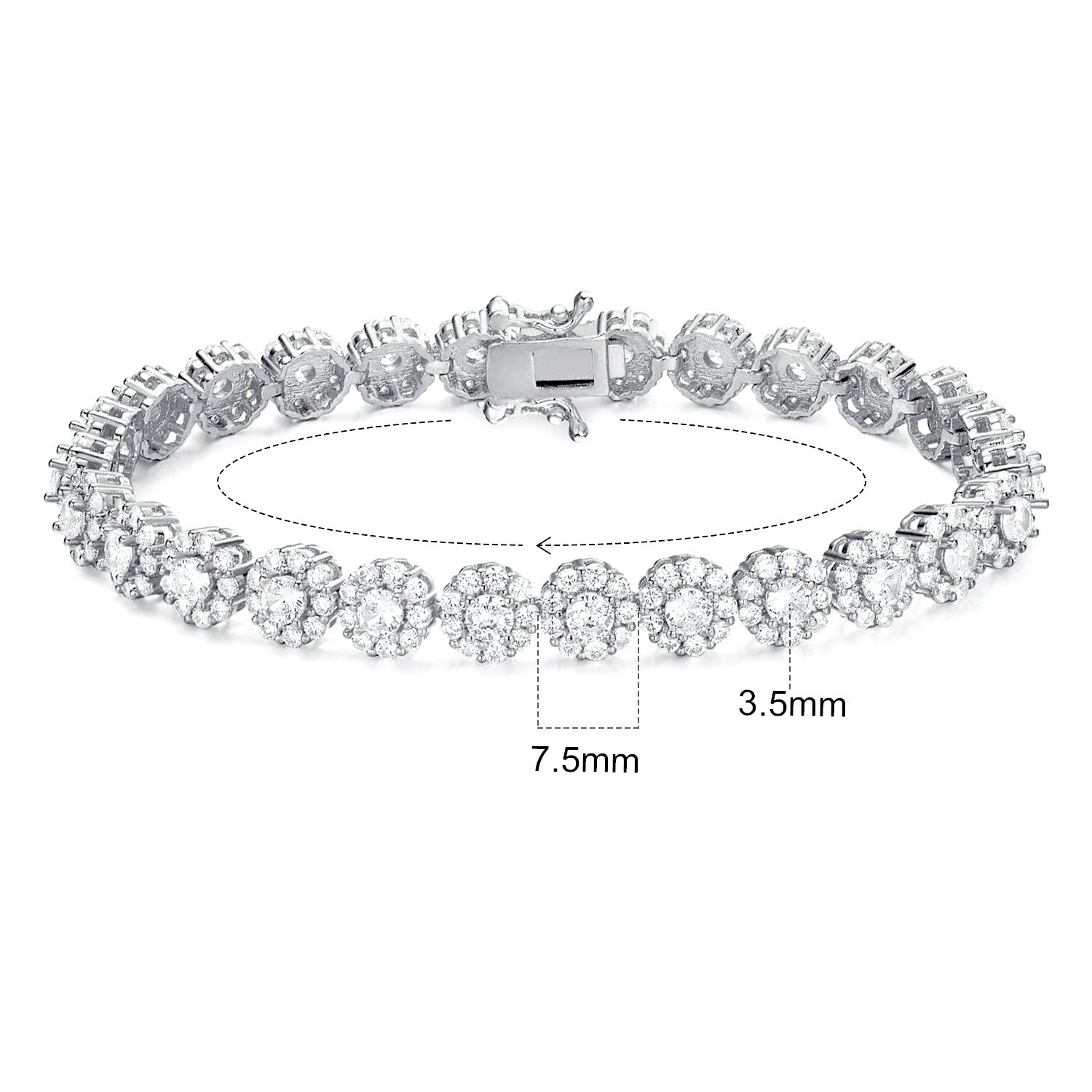 Round Cuban Zircon Tennis Bracelet for Men and Women