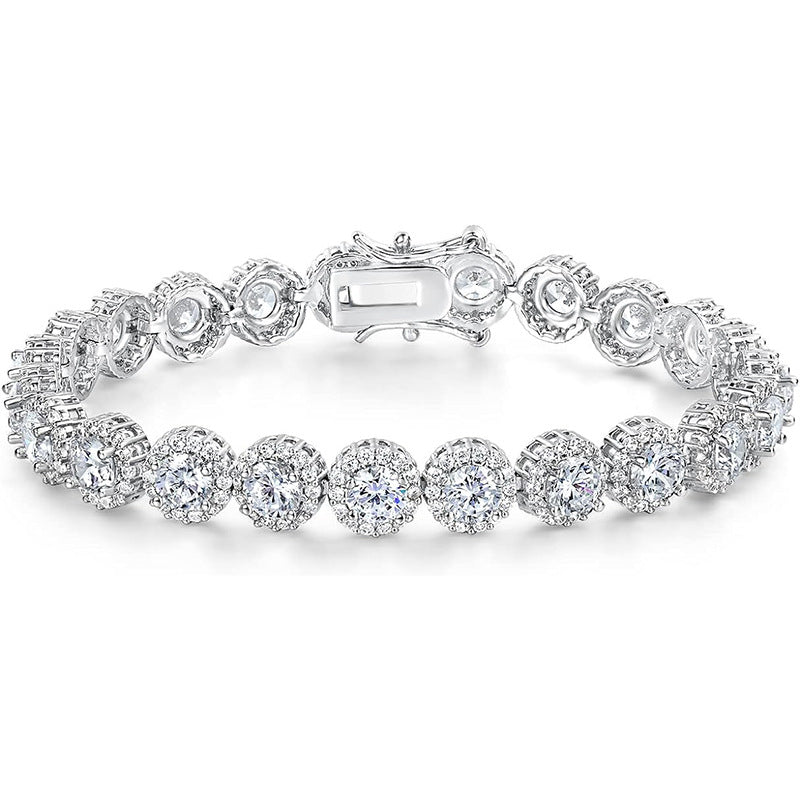 Round Cuban Zircon Tennis Bracelet for Men and Women