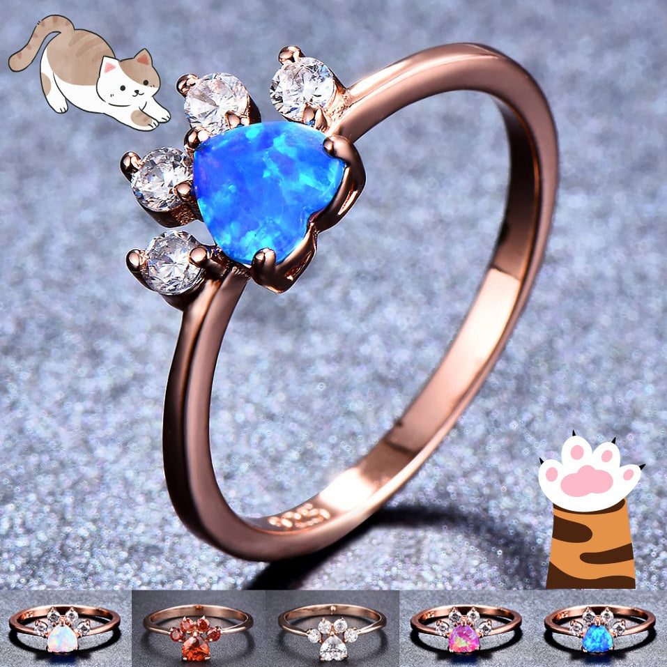 Cute Cat-claw-shaped Rings Fashion Personality Rhinestone Ring Women's Jewelry
