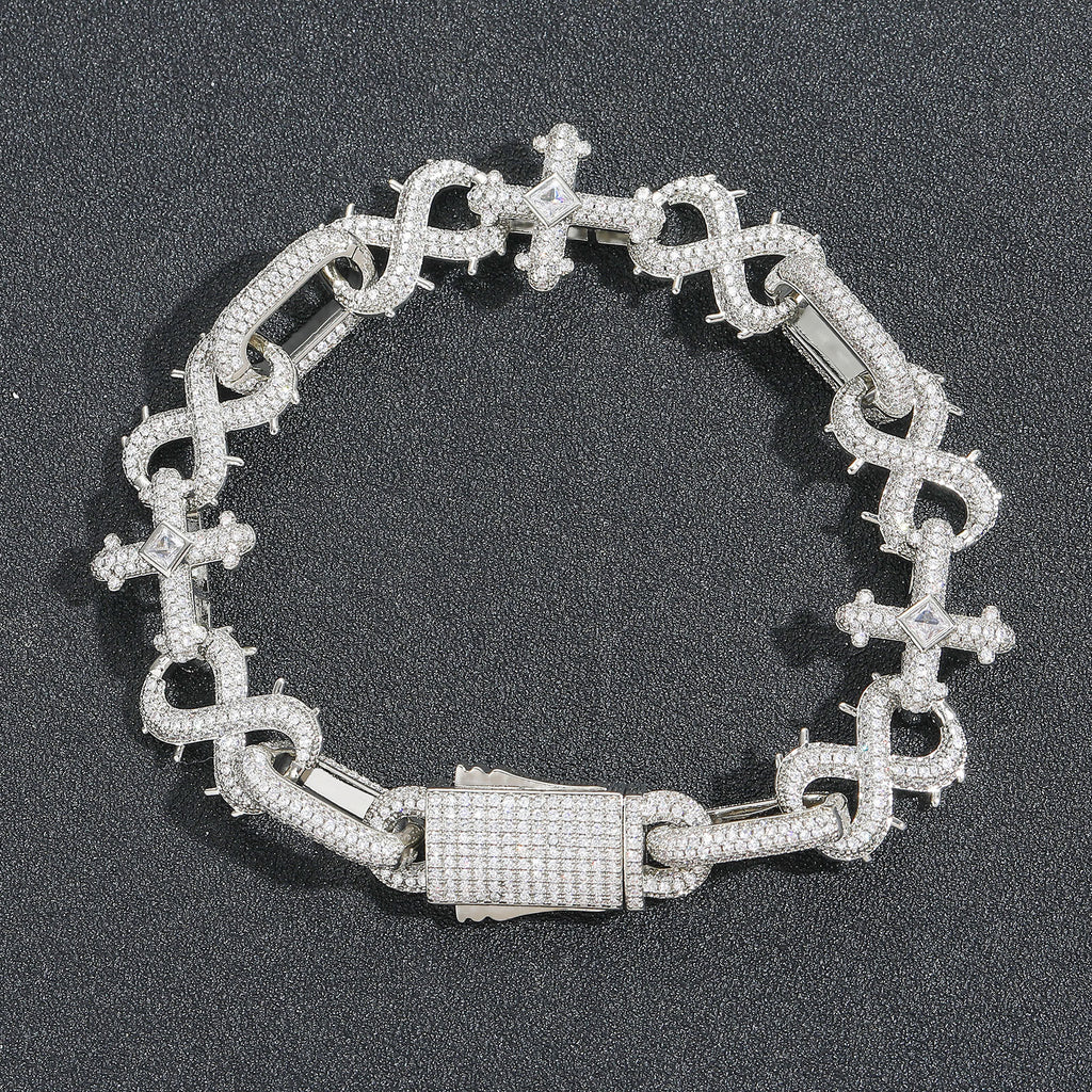 Hip-hop bracelet with thorny cross