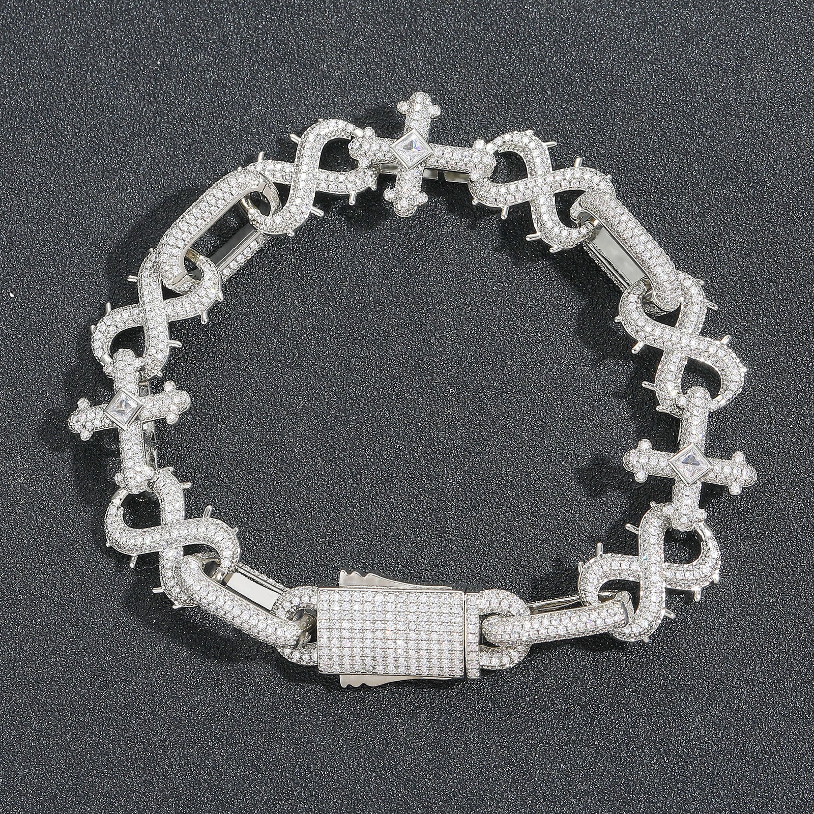 Hip-hop bracelet with thorny cross