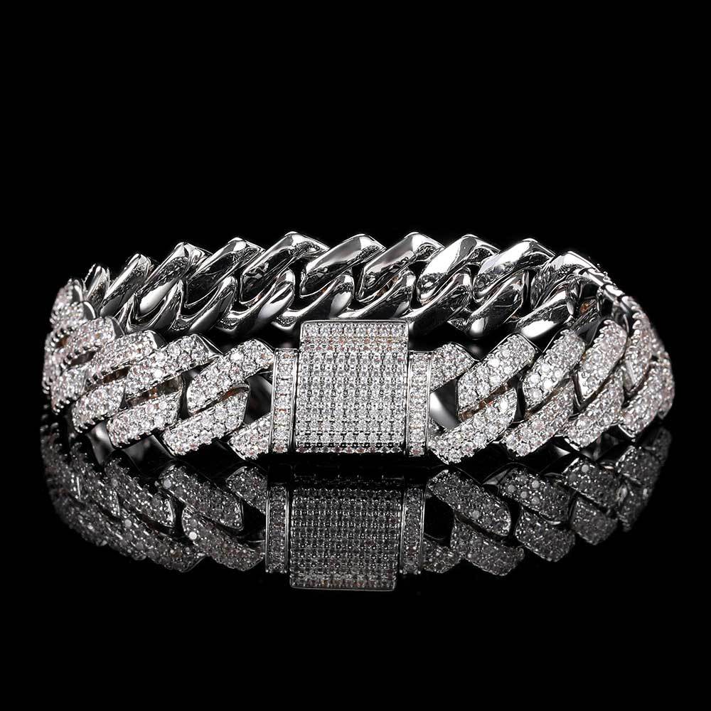 Hip-hop Diamond Cuban Chain Zircon Bracelet for Men