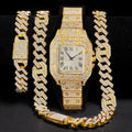Stylish Square Men's Watch Bracelet Necklace Set