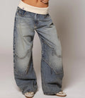Retro Street Style Washed Blue Denim Jeans