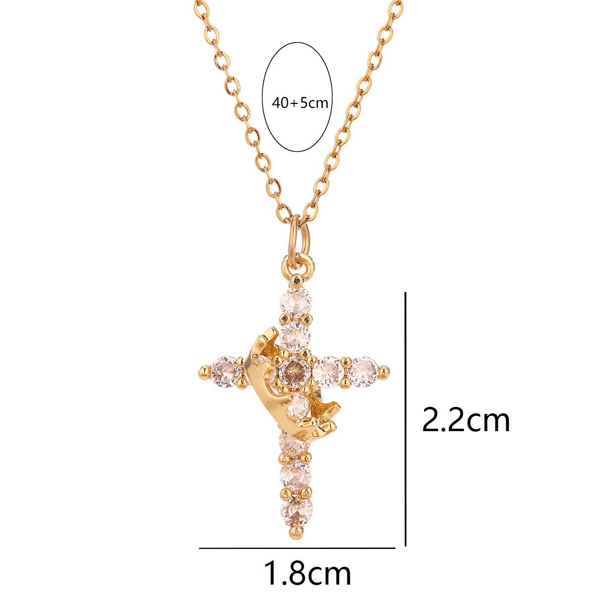 Rotatable Crown Diamond Cross Necklace for Women