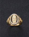 Virgin Mary Inlaid Shiny Cubic Zirconia Ring Unisex