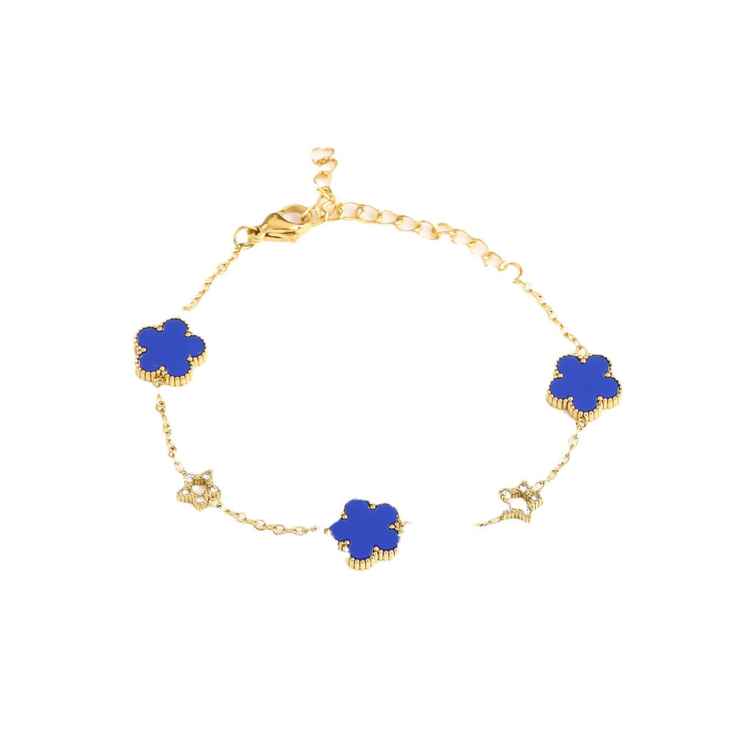 Stainless steel five-leaf flower lady bracelet