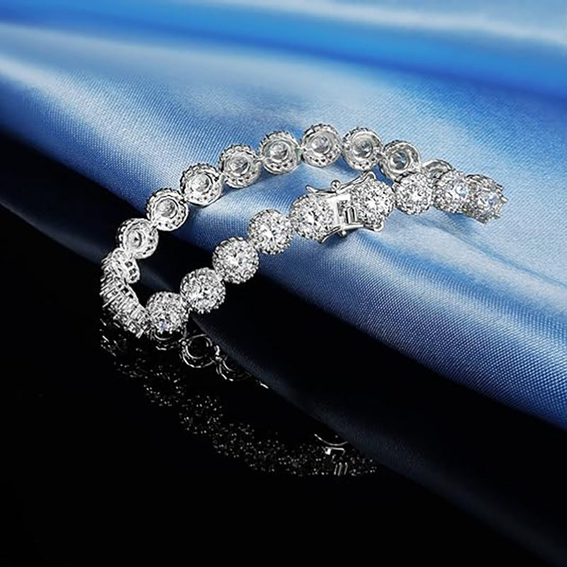 Round Cuban Zircon Tennis Bracelet for Men and Women