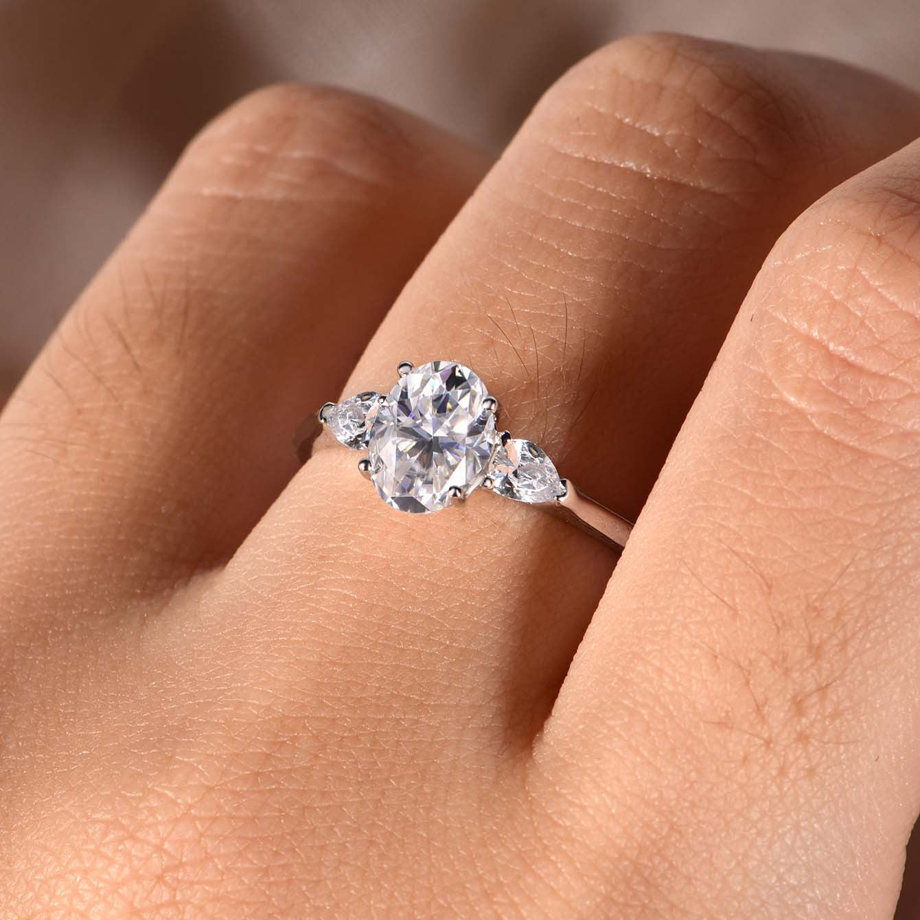 S925 Silver Moissanite Ring Women's