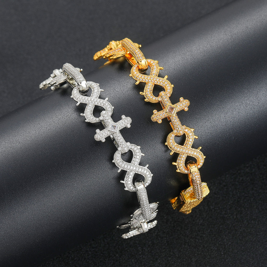 Hip-hop bracelet with thorny cross