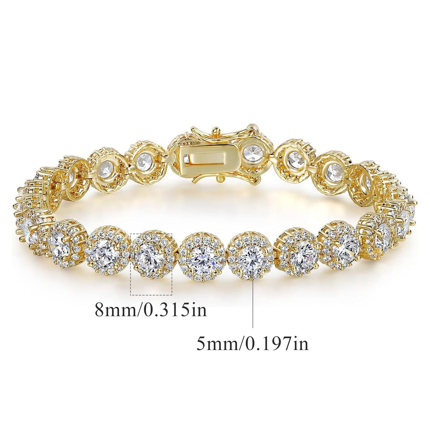 Round Cuban Zircon Tennis Bracelet for Men and Women