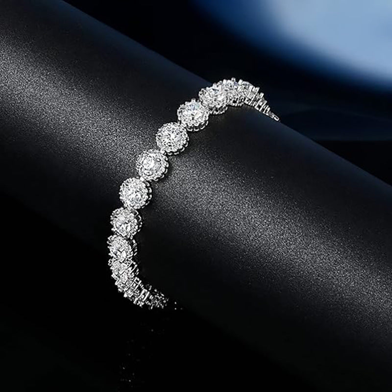 Round Cuban Zircon Tennis Bracelet for Men and Women
