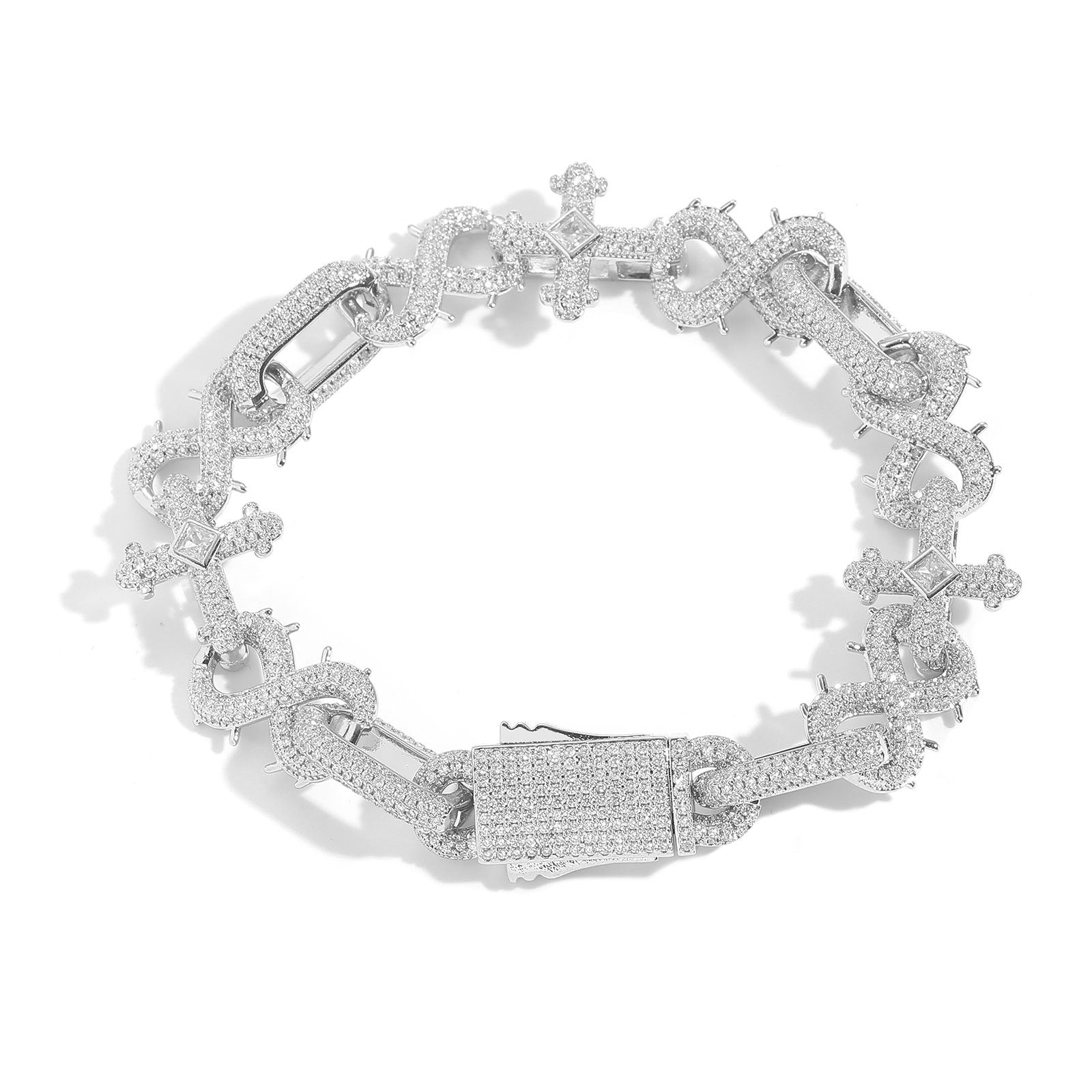 Hip-hop bracelet with thorny cross