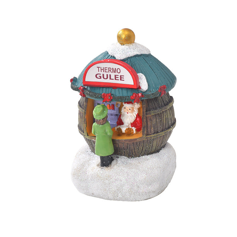 Christmas Resin Mini House Santa Shop Ornament